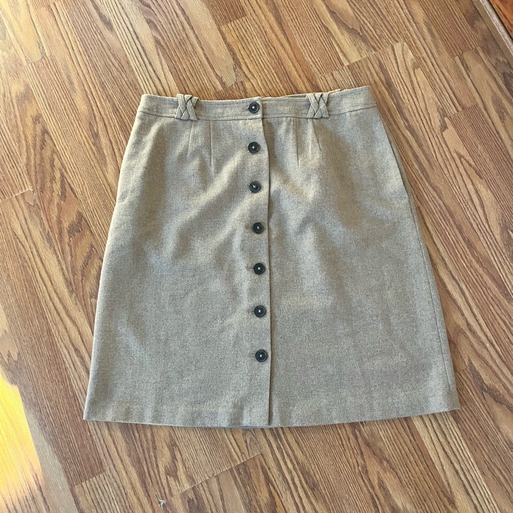 French Connection Taupe Sparkly Button-Front Skirt